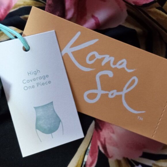 Kona Sol Strapless Double Flounce High Coverage One Piece Swimsuit (Size M) -NEW - Picture 5 of 6